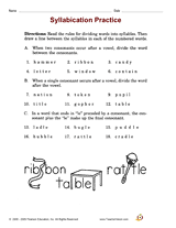 Syllabication Practice