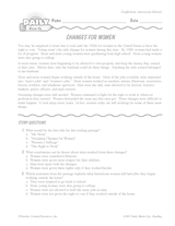 Changes for Women Reading Warm-Up